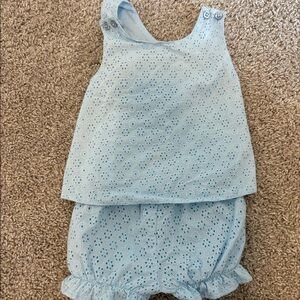 The Beaufort Bonnet Company Light Blue Eyelet Kids Matching Set